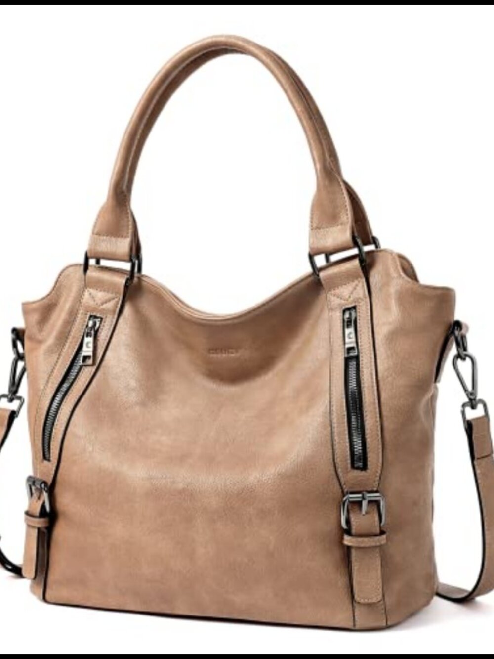 Large Hobo Handbag Vegan Leather Multi Pocket Shoulder Crossbody Purse